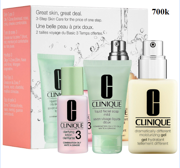 Set 3 Bước Dưỡng Da Clinique Great Skin Great Deal Set For Combination Oily Skin