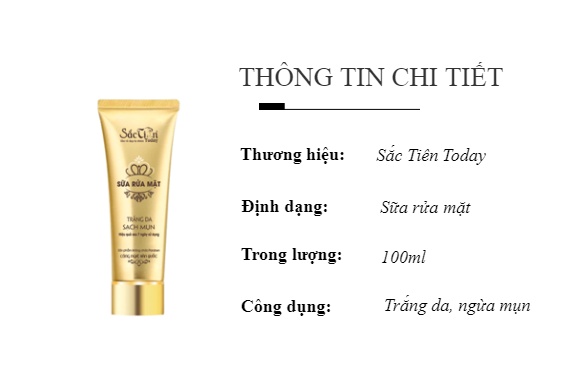 [Hcm]Sữa Rửa Mặt - Trắng Da - Sạch Mụn - Sắc Tiên Today (100Ml) Chống Viêm Hiệu Quả Kiểm Soát Lượng Dầu Nhờn Trên Da Làm Sạch Da Ngừa Mụn Liền Sẹo