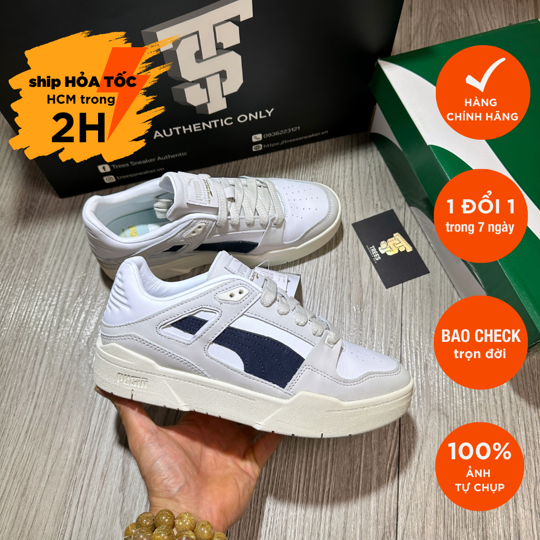[PUMA XẢ KHO SALE TO] Giày thể thao nam PUMA SLIPSTREAM LUX WHITE GLACIER GREY 387550 02 Full Box Ta