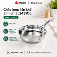 ( Sale 10.10)Chảo Inox dập nguyên khối Elmich EL-2431OL Size 202426cm