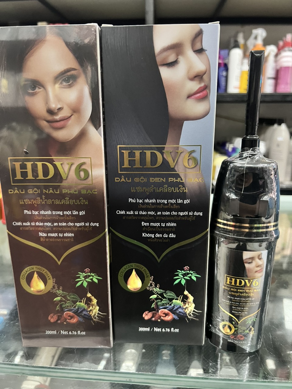 Lược Nhuộm Kèm Dầu Gội Nhuộm Phủ Bạc HDV6 200ml