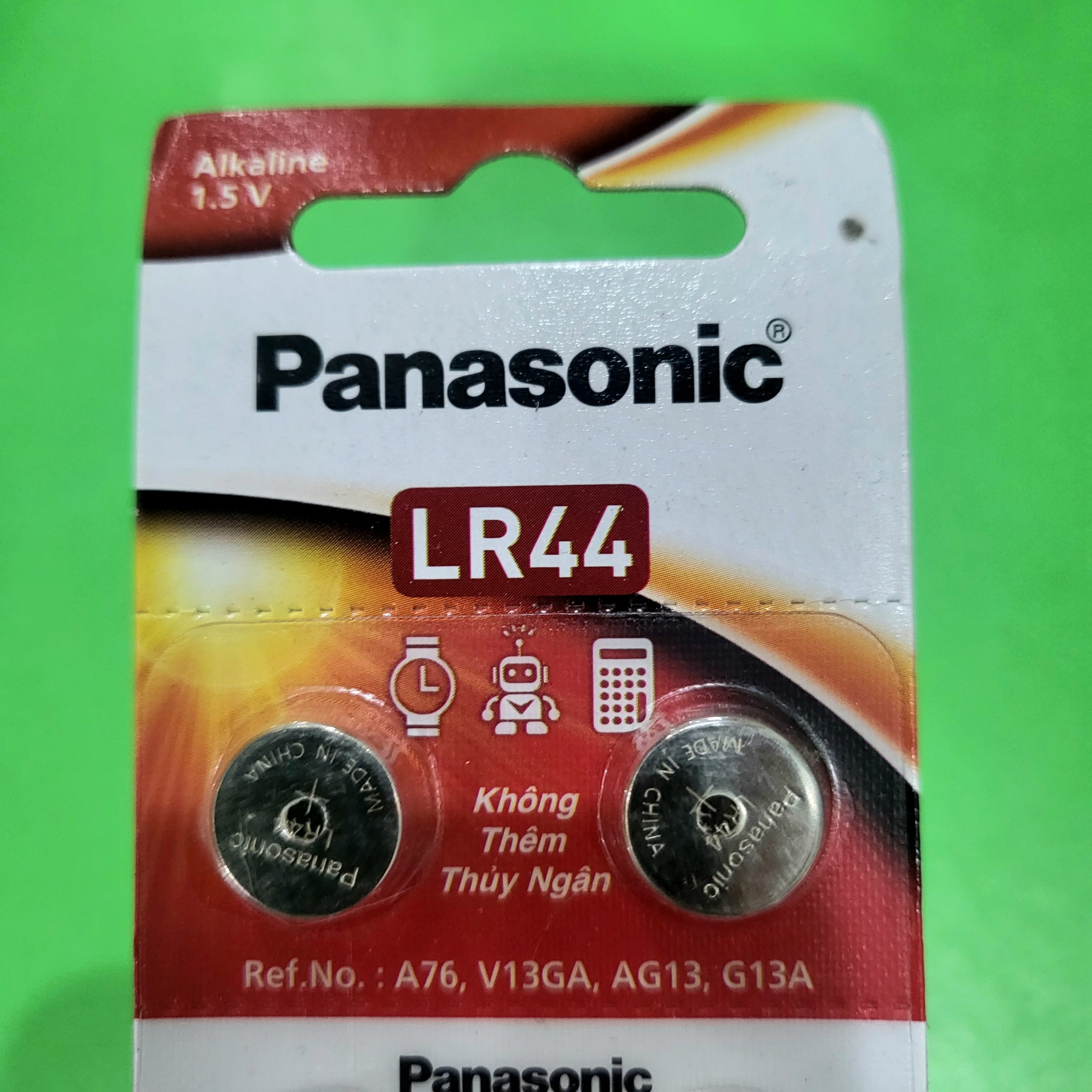 Pin LR44 / AG13 / A76 Alkaline Panasonic Chính Hãng dùng cho đồng hồ máy tính casio đồ chơi - Vỉ 10 