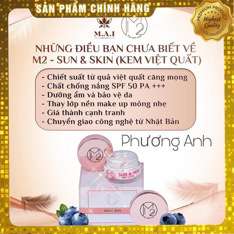 Kem Dưỡng Trắng Da Và Chống Nắng M2 Sun&Skin 20Gr [Chính Hãng].