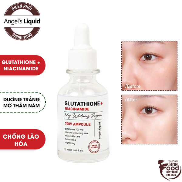 Tinh Chất Truyền Trắng Hỗ Trợ Mờ Nám Chuyên Sâu Angels Liquid Glutathione + Niacinamide 700 V - Ampoule 30Ml