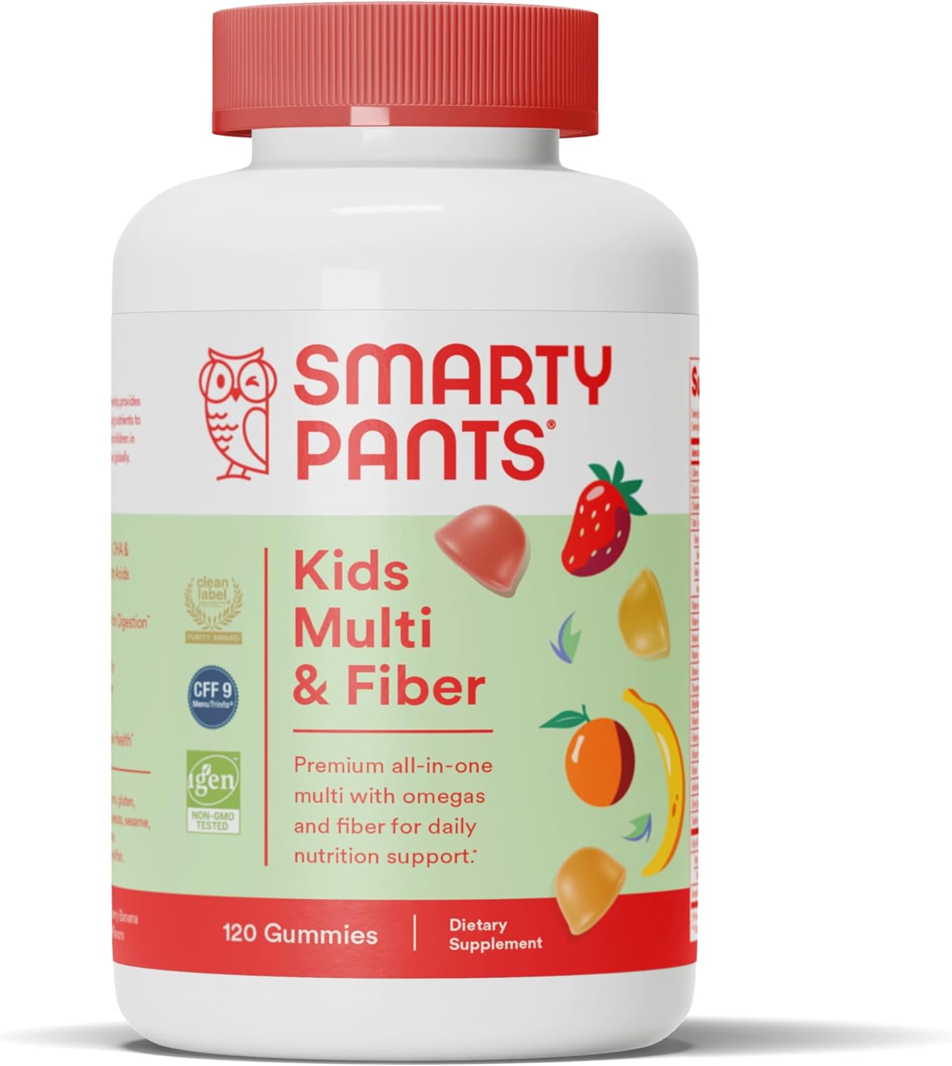 HŨ 120 VIÊN KẸO DẺO BỔ SUNG CHẤT XƠ - ĐA VITAMIN CHO TRẺ EM (trên 4 tuổi) SmartyPants Kids Fiber - Multivitamin Gummy Vitamin A C B12 D3 E K1 Omega 3 Fish Oil