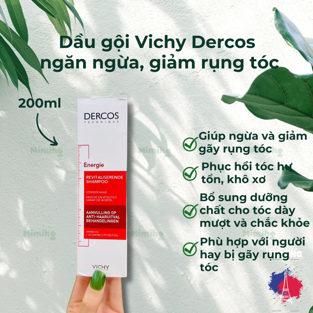 Dầu gội chống rụng tóc Vichy Dercos 200ml của Pháp ngăn ngừa rụng tóc tóc yếu tóc hư tổn- Dầu gội vi