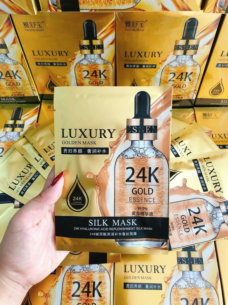 Hộp 10 Miếng Mặt Nạ 24k Luxury Gold Trắng Da cấp ẩm