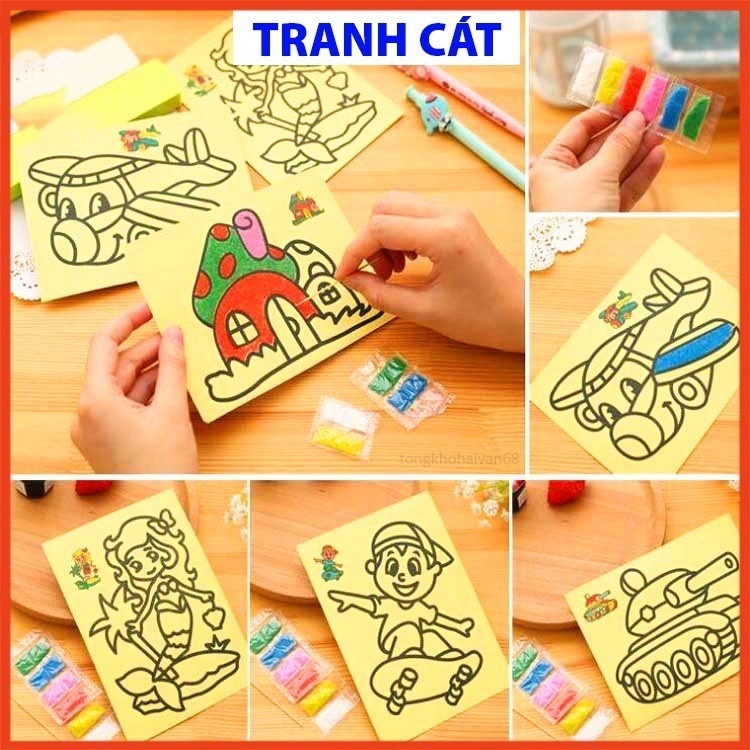 Tranh Cát Cho Bé Tập Tô Màu Có Sẵn Cát Nhiều Mẫu Đa Dạng Cho Bé Trai Và Bé Gái Thỏa Sức Sáng Tạo Kích Thước 85x115cm
