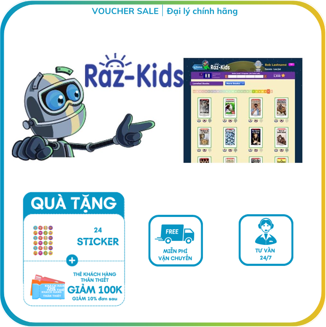 Evoucher Mã học ứng dụng Raz-kids Tiêng Anh Razkids cho bé
