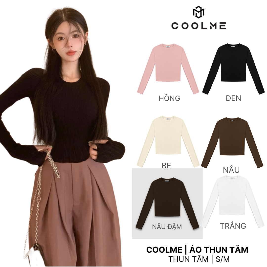 Áo thun nữ tay dài cổ tròn form ôm body áo nữ dài tay croptop dáng ôm trơn tay xỏ ngón chất thun tăm
