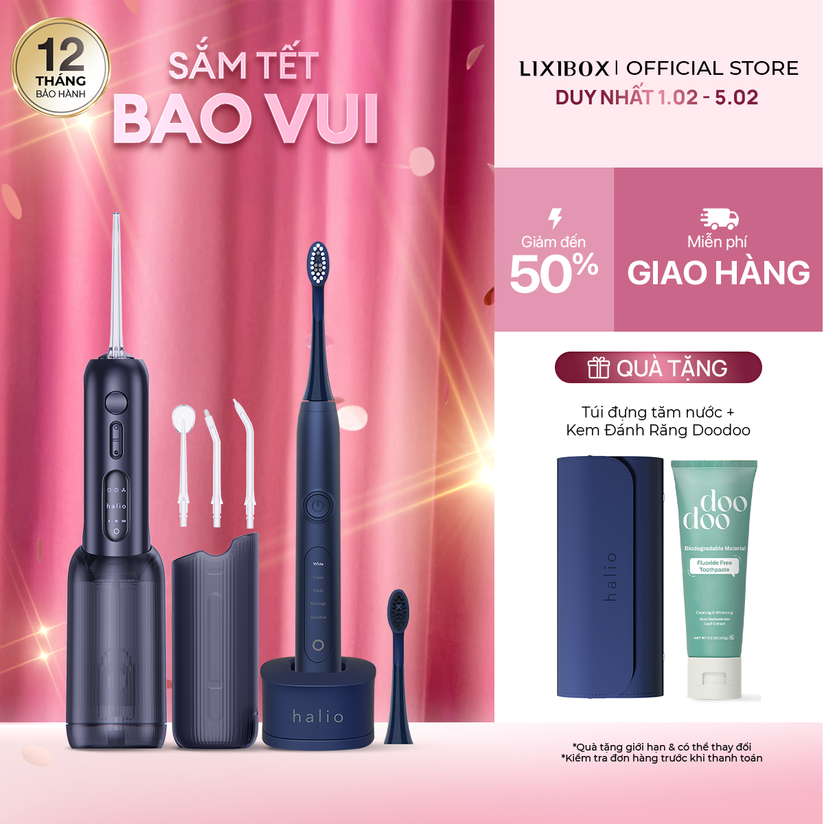 [VC 12% CHÀO TẾT] Máy Tăm Nước 2 Bình Thay Thế Halio UltraClean Express Hydro Floss Phiên Bản Nâng C