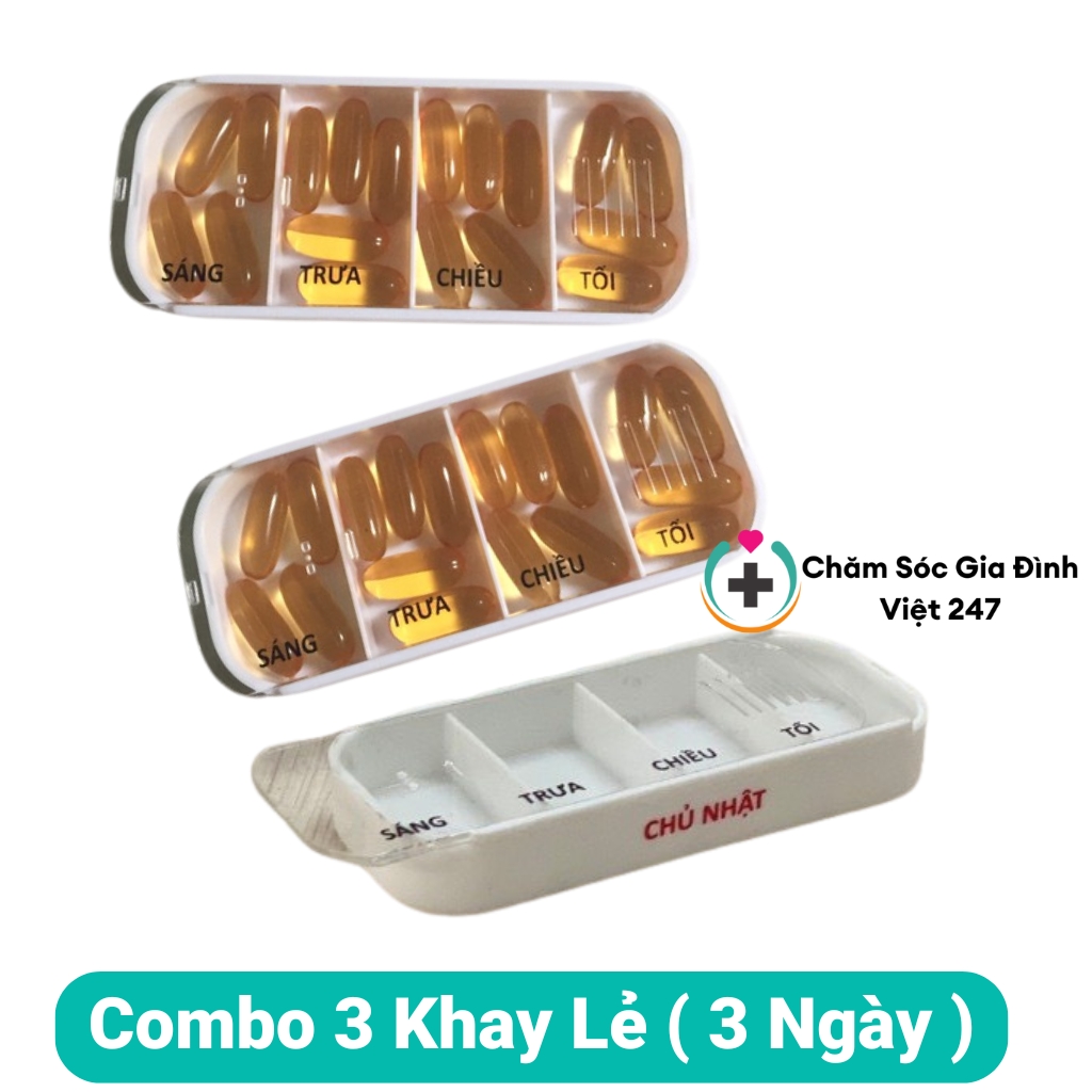 Hộp khay chia phân chứa thuốc nhựa đẹp 4 ngăn lần buổi TS5317 mini pill case box cho người già tiết 