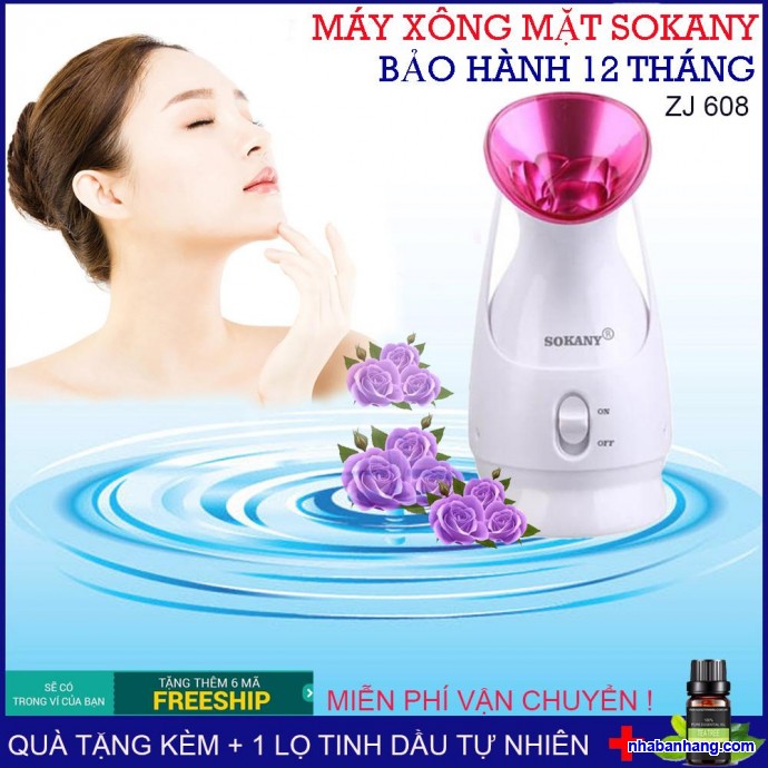 [ Tặng Voucher 20K ]Máy Xông Hơi Mặt Sokany Thích Hợp Với Làn Da Khô Nứt Nẻ Trứng Cá - An Toàn Cho Sức Khỏe Tạo Sự Mịn Màng Giữ Ẩm Cho Da Hỗ Trợ Chống Lão Hóa Làn Da Của Bạn - Mua Ngay Tặng Kèm 1 Lọ Tinh Dầu Tự Nhiên. Bh 12 Th