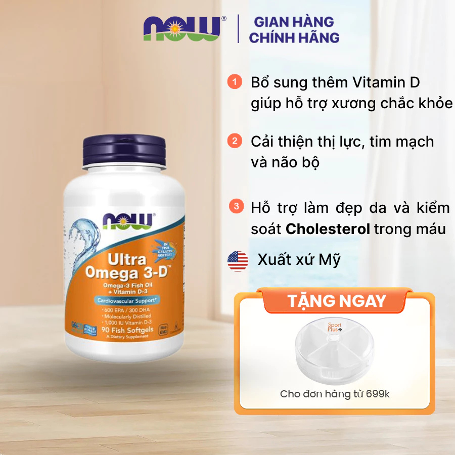 Dầu cá Ultra Omega 3D 600 EPA / 300 DHA bổ sung vitamin D3 hỗ trợ xương khớp tim mạch thị lực