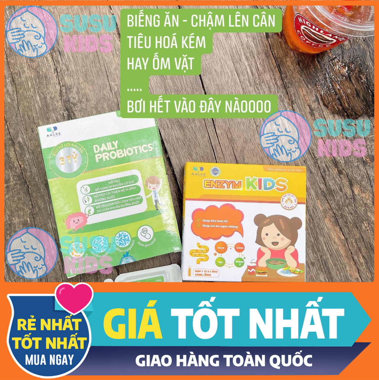 Bộ Đôi Sản Phẩm Men Daily Probiotics + Enzym Kids _ Giúp Bé Ăn Ngon Tăng Cân