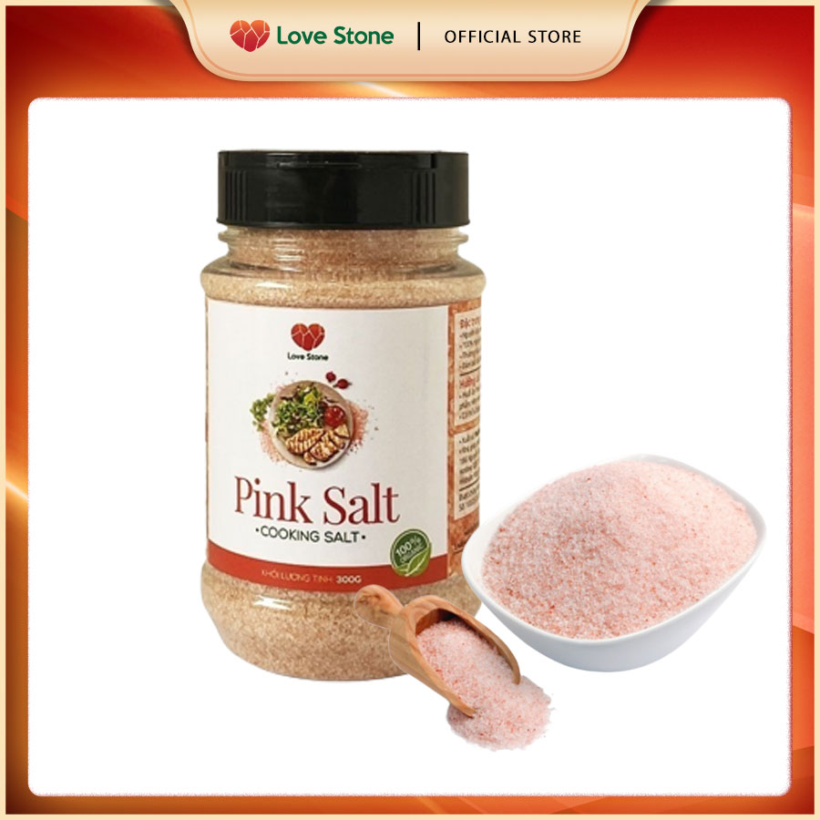 Muối ăn (Pink Salt) Himalaya Love Stone ( 300g ) – Theo Tiêu Chuẩn Muối Ăn Bộ Y Tế