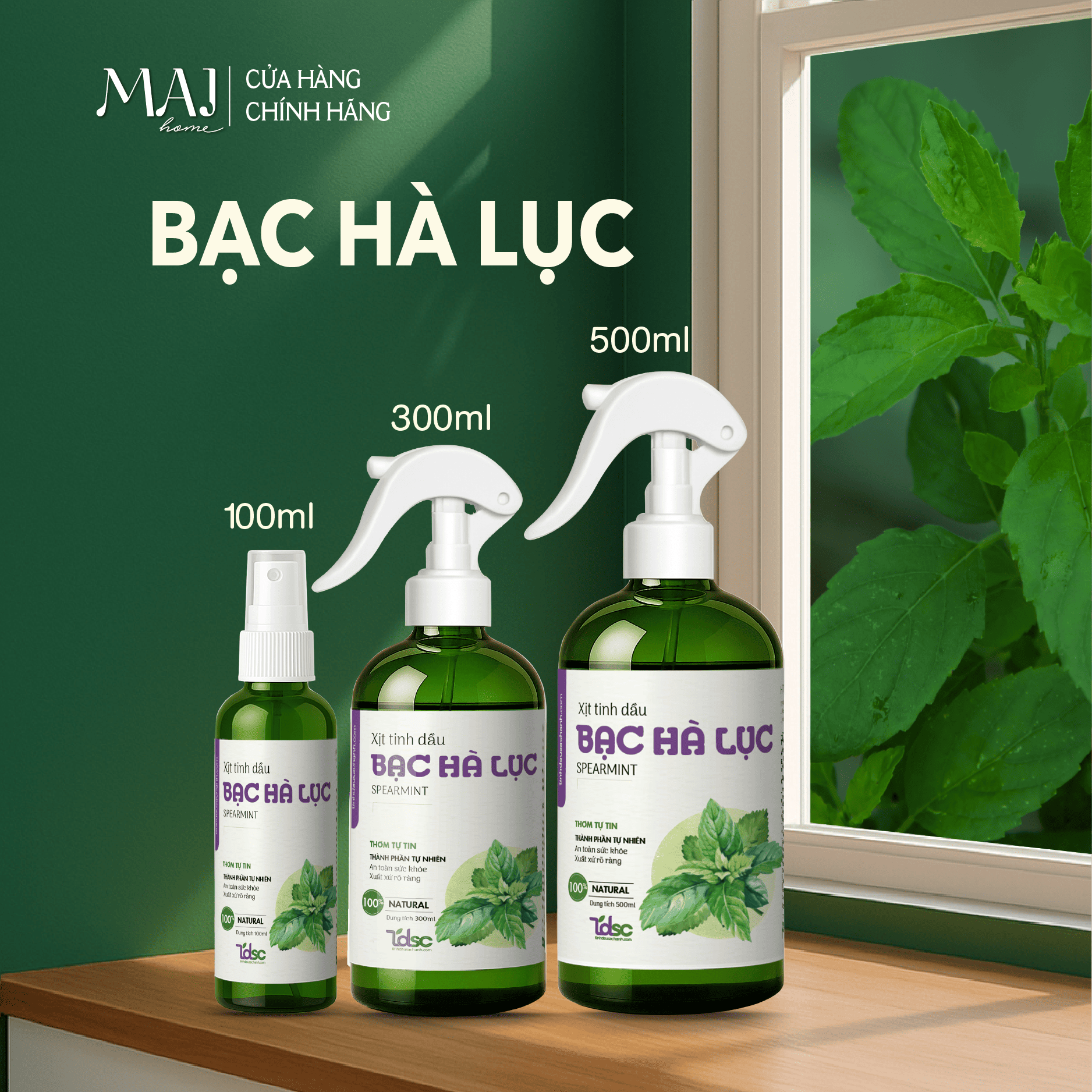 Chai Xịt Thơm Chăn Ga Gối Nệm Khử Mùi Khử Khuẩn Ẩm Mốc TINHDAUSACHANH 100ml/500ml Tinh Dầu Bạc HàVỏ