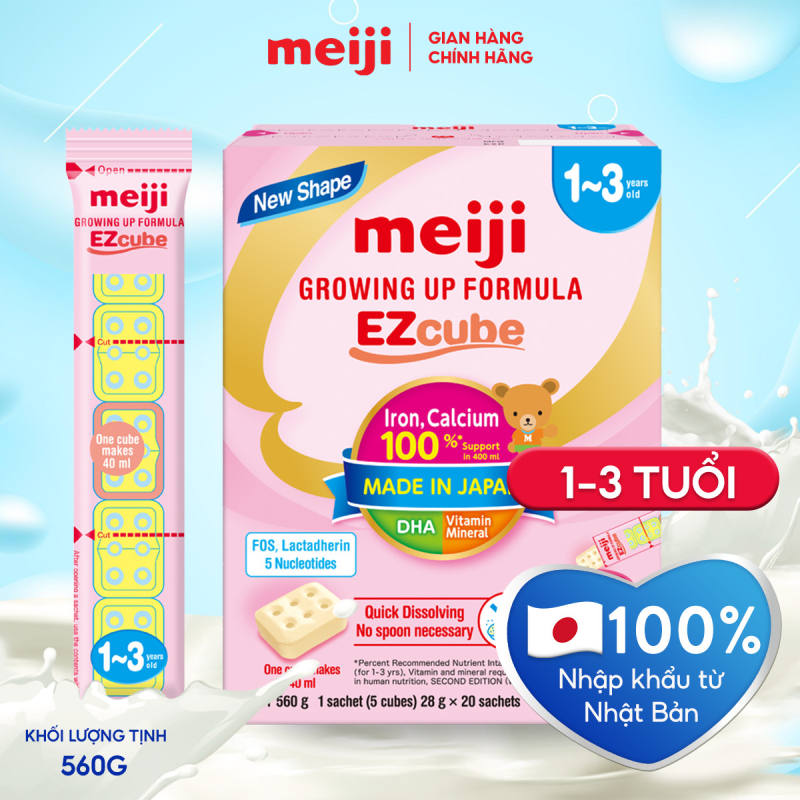 Sản Phẩm Dinh Dưỡng Công Thức Dạng Viên Meiji Growing Up Formula EZcube - Nhập khẩu chính hãng (560g)