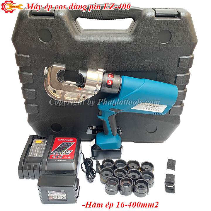 Máy ép cos thủy lực chạy pin EZ400-Hàm ép lớn từ 16-400mm2-Bảo hành 6 tháng