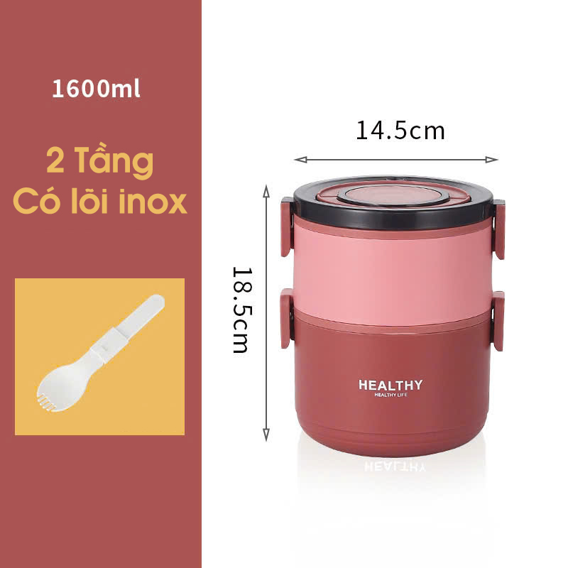 Cặp Lồng Cơm Giữ Nhiệt Lõi Inox Kèm Muỗng Hộp Cơm Giữ Nhiệt Cặp Lồng Cà Men Hộp Đựng Cơm Giữ Nhiệt H