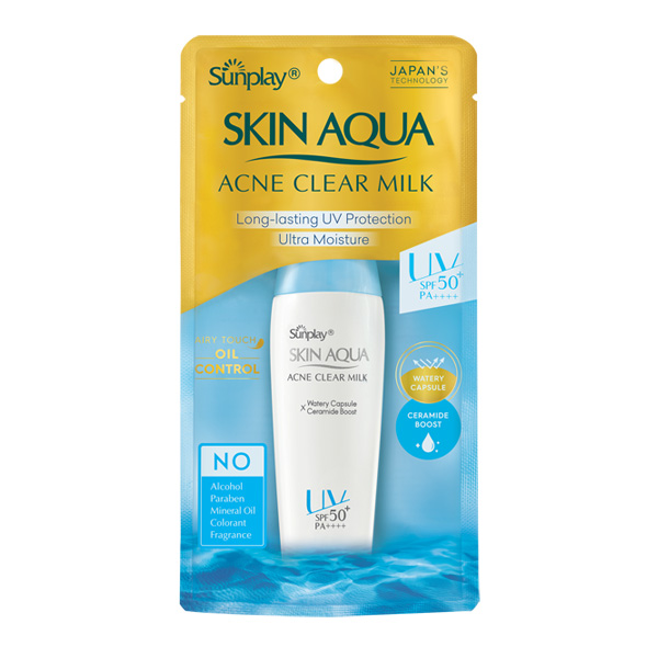 🌿. Kem chống nắng Sunplay Skin Aqua Acnes Clear Milk SPF50 PA+++ nắp xanh