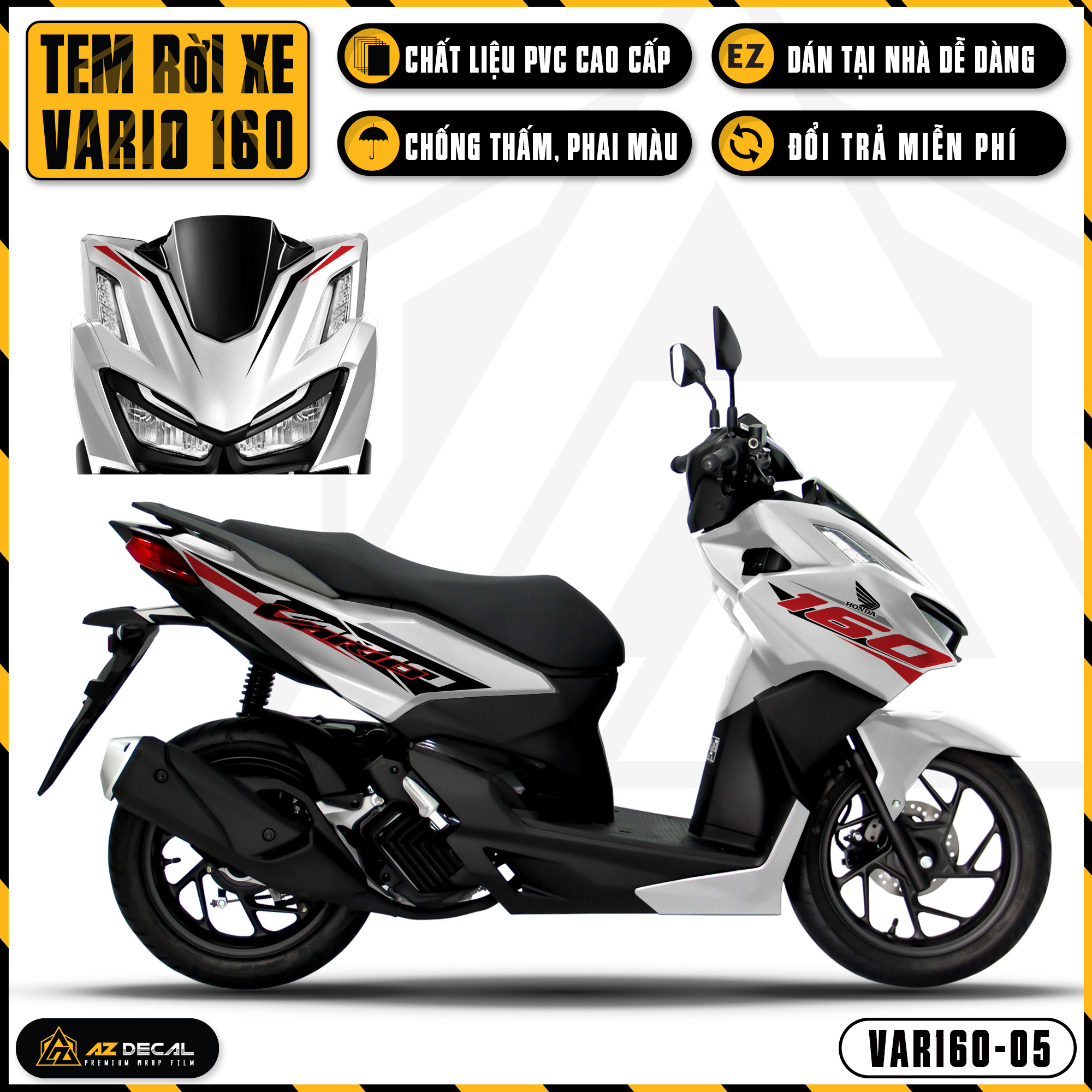 Tem Xe Vario 160 2023 Mới Nhất | VAR160-05 | Team Decal Dán Xe Máy Chống Nước Bền Màu Cho Xe Đỏ Đen 