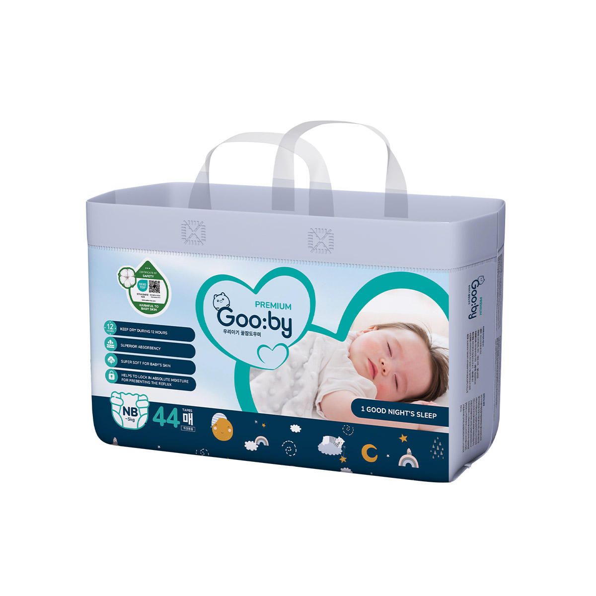 Bỉm Tã Dán Gooby Premium Thiết Kế Mỏng Nhẹ Thấm Hút Tốt Thoáng Khí Ngăn Ngừa Hăm Tã Size NB42 S38 M36 - Bibomart