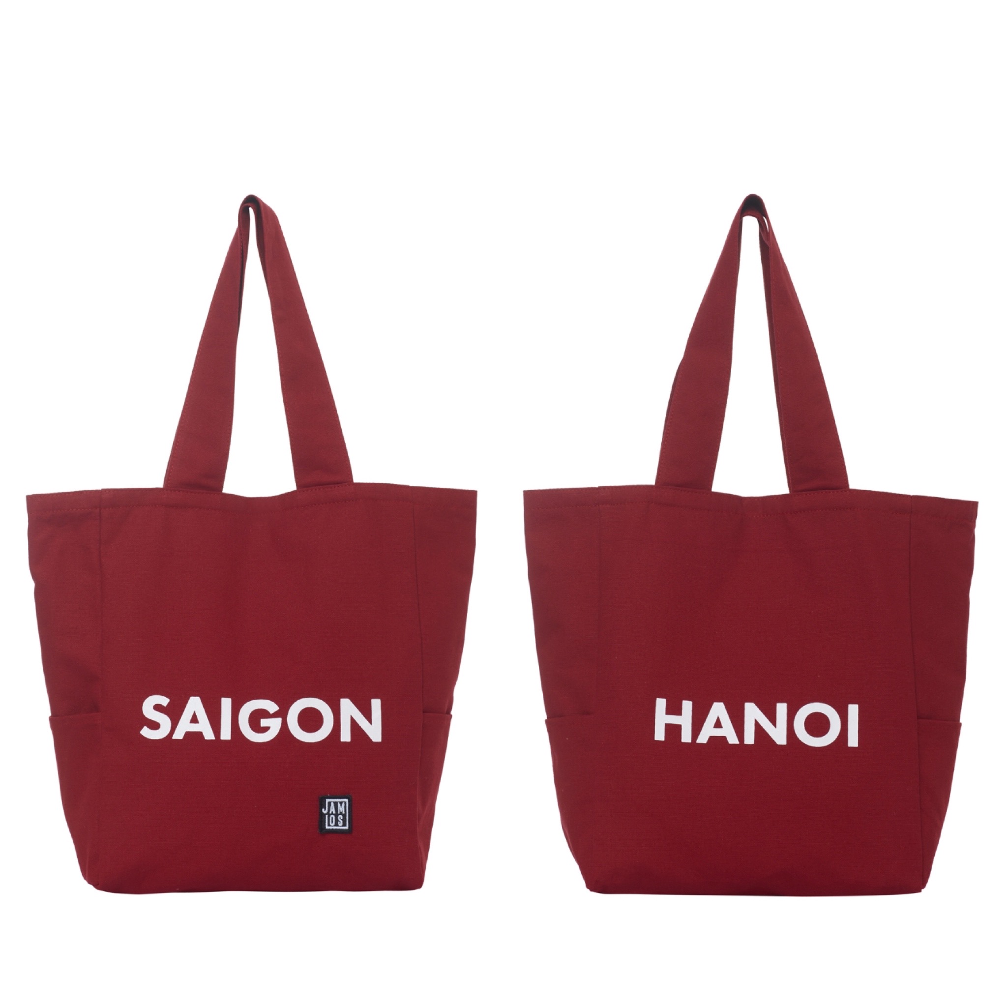 Jamlos SGHN Tote - Túi tote thời trang vải canvas in chữ 2 mặt Saigon Hanoi đi học đi chơi