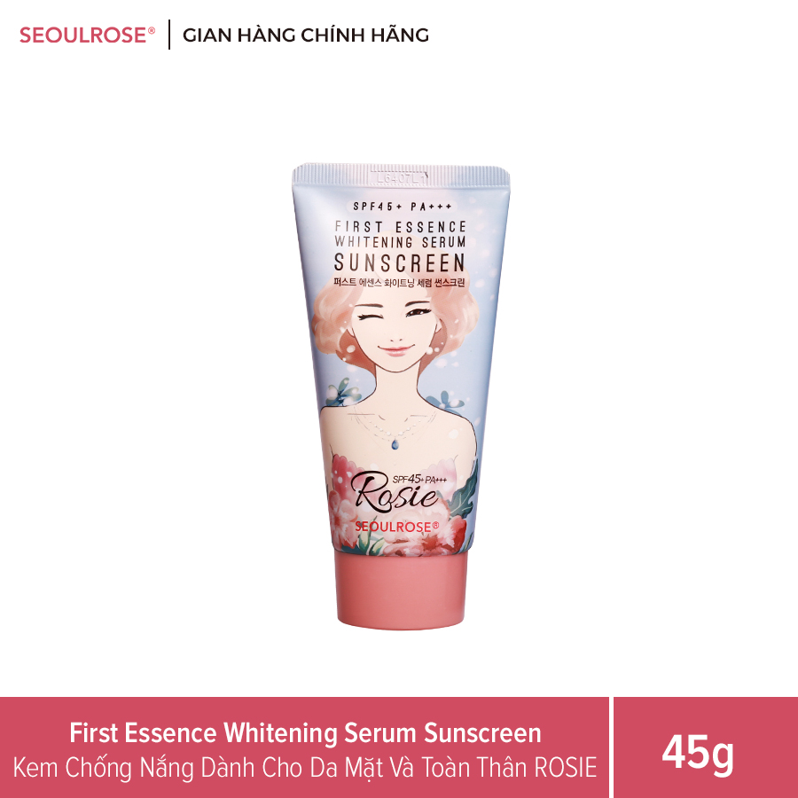 Kem Chống Nắng Rosie Seoulrose Cosmetics Spf45+++ 45G Dành Cho Da Mặt Và Toàn Thân Kem Thẩm Thấu Nhanh Dưỡng Da Trắng Sáng Không Thấm Nước