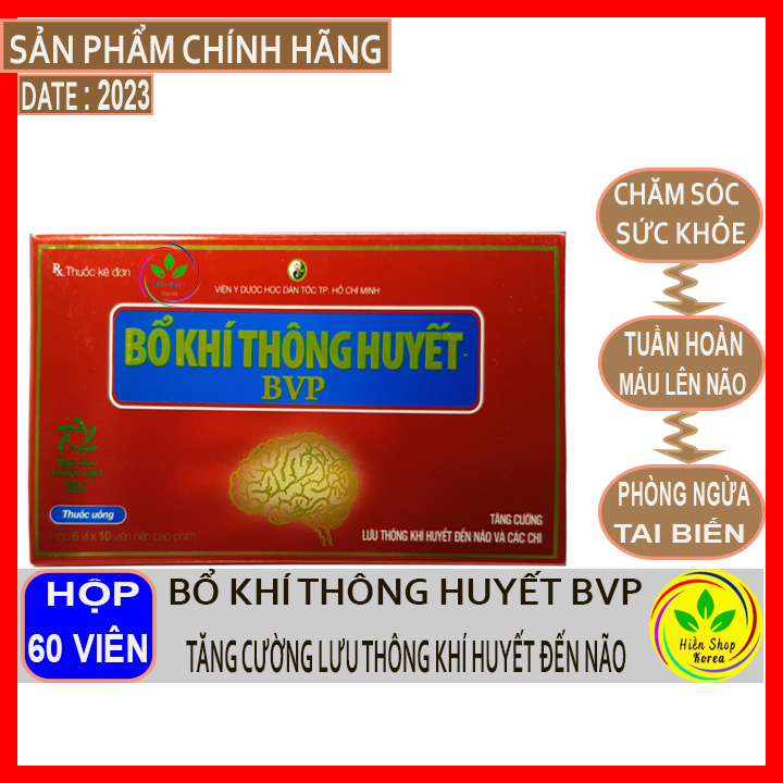 Viên Uống Bổ Khí Thông Huyết Bvp Hộp 30 Viên Tăng Cường Lưu Thông Khí Huyết Đến Não Và Các Chi