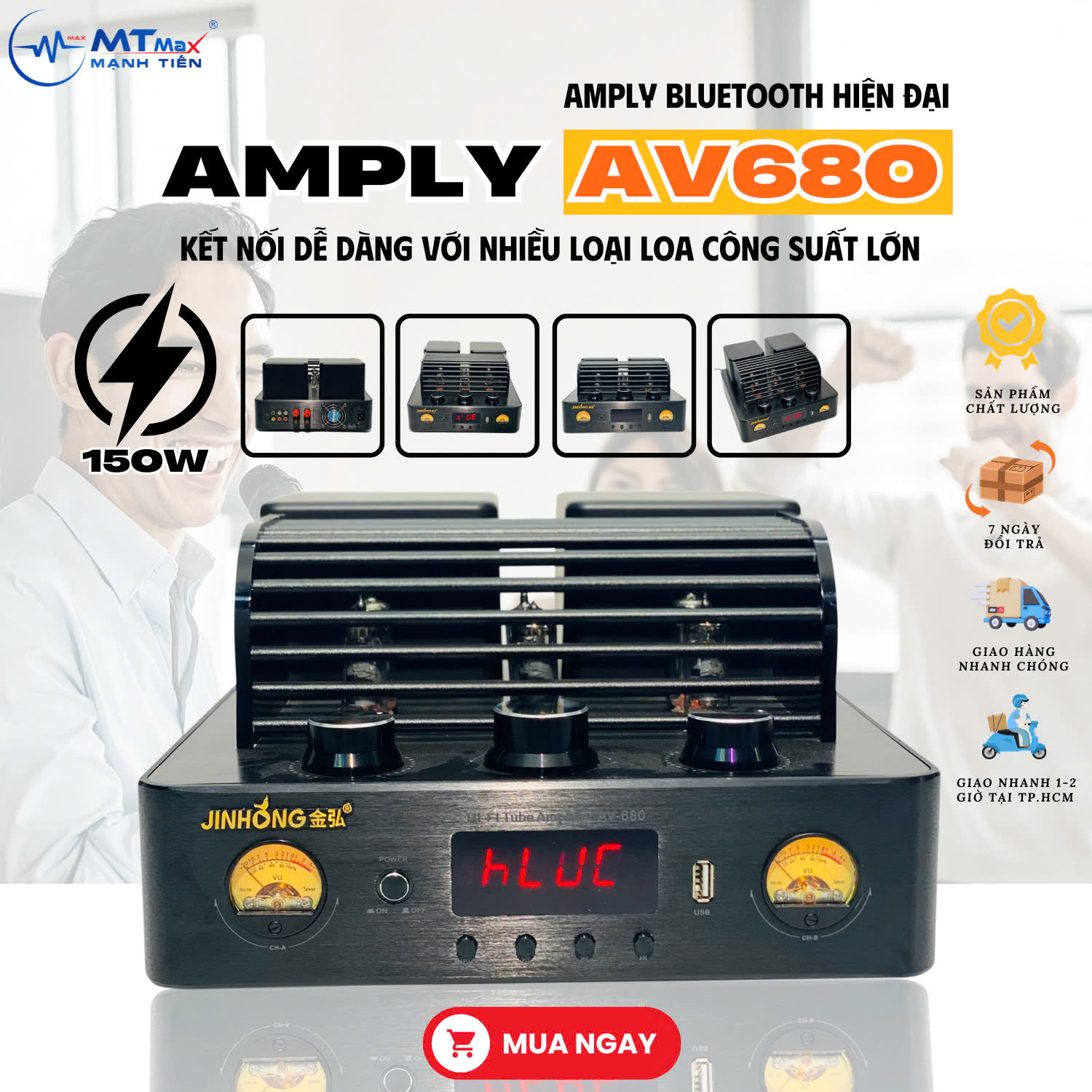 [ƯU ĐÃI CỰC LỚN - GIÁ GIẢM LIỀN TAY] Amply Cao Cấp AV880 - AV680 8 Bóng Đèn Tube Phù Hợp Cho Dàn Âm 