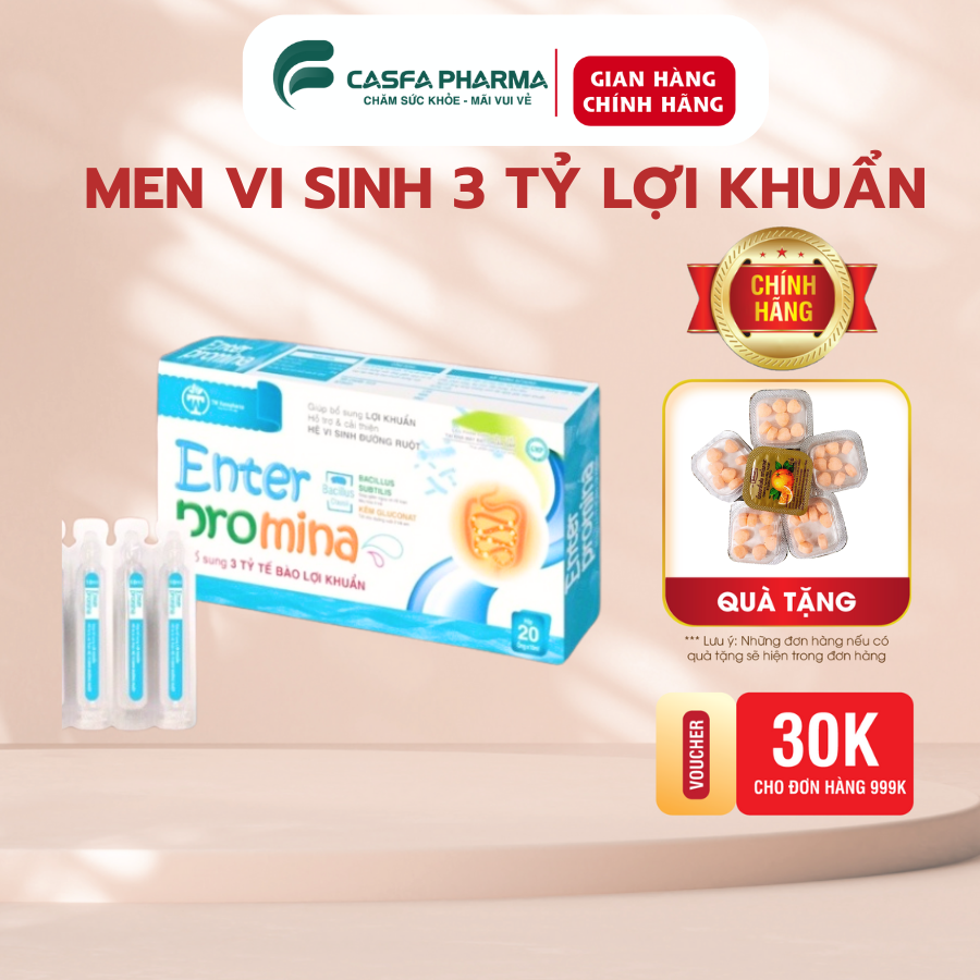 Men vi sinh ENTERPROMINA Cân bằng hệ vi sinh đường ruột bảo vệ hệ tiêu hoá cho trẻ (hộp 20 ống*10ml)