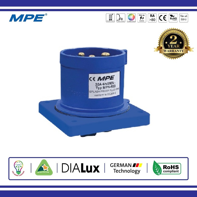 Phích cắm di động 2P+E 32A 380V IP44 MPE (MPN-623)