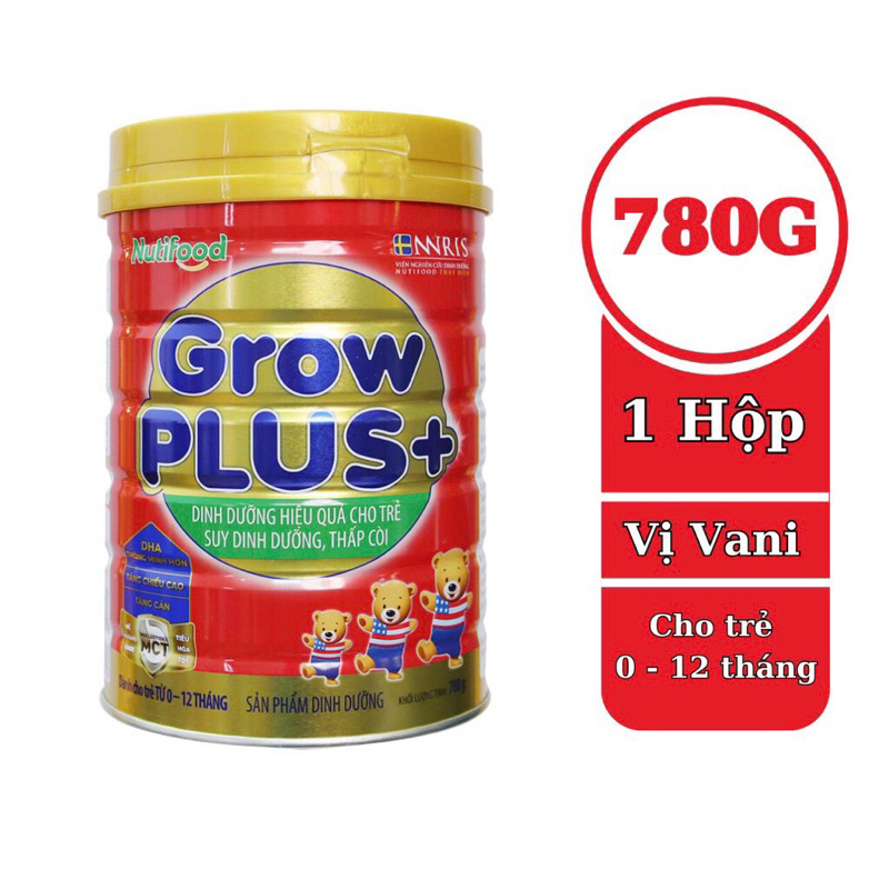 Sữa Bột Nutifood Grow Plus Đỏ 0-12 tháng- Hộp 780g mẫu mới.