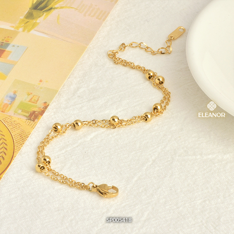 Vòng tay nữ Eleanor Accessories lắc tay layer phối bi vàng hình tròn bassic phụ kiện trang sức 5418