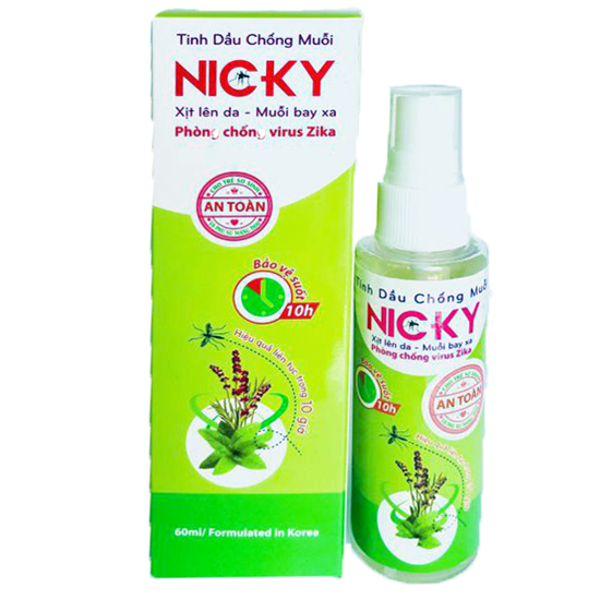 Thảo Dược Xịt Xua Muỗi Nicky Sử Dụng Trên Da - Chai 60Ml