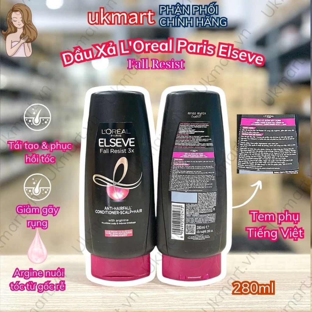 Dầu gội ngăn gãy rụng tóc LOreal Elseve 620ml Dầu Xả LOreal Paris Dưỡng Tóc Giảm Gãy Rụng 280ml Else