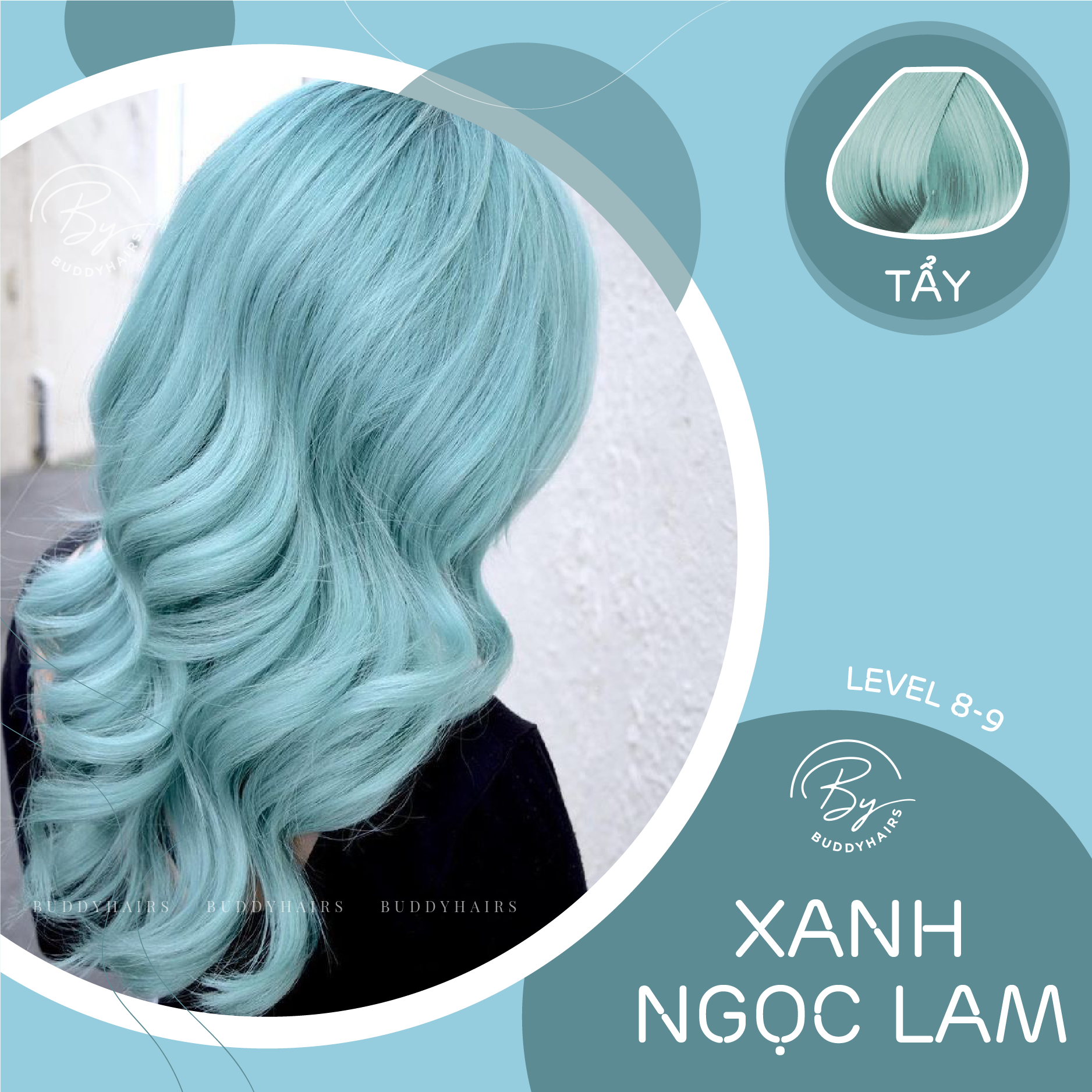 Thuốc Nhuộm Tóc Màu Xanh Ngọc Lam Buddyhairs Tặng Kèm Trợ Nhuộm Găng Tay Mũ Trùm Đầu 1 Thuốc Tẩy Tóc Bé 50K