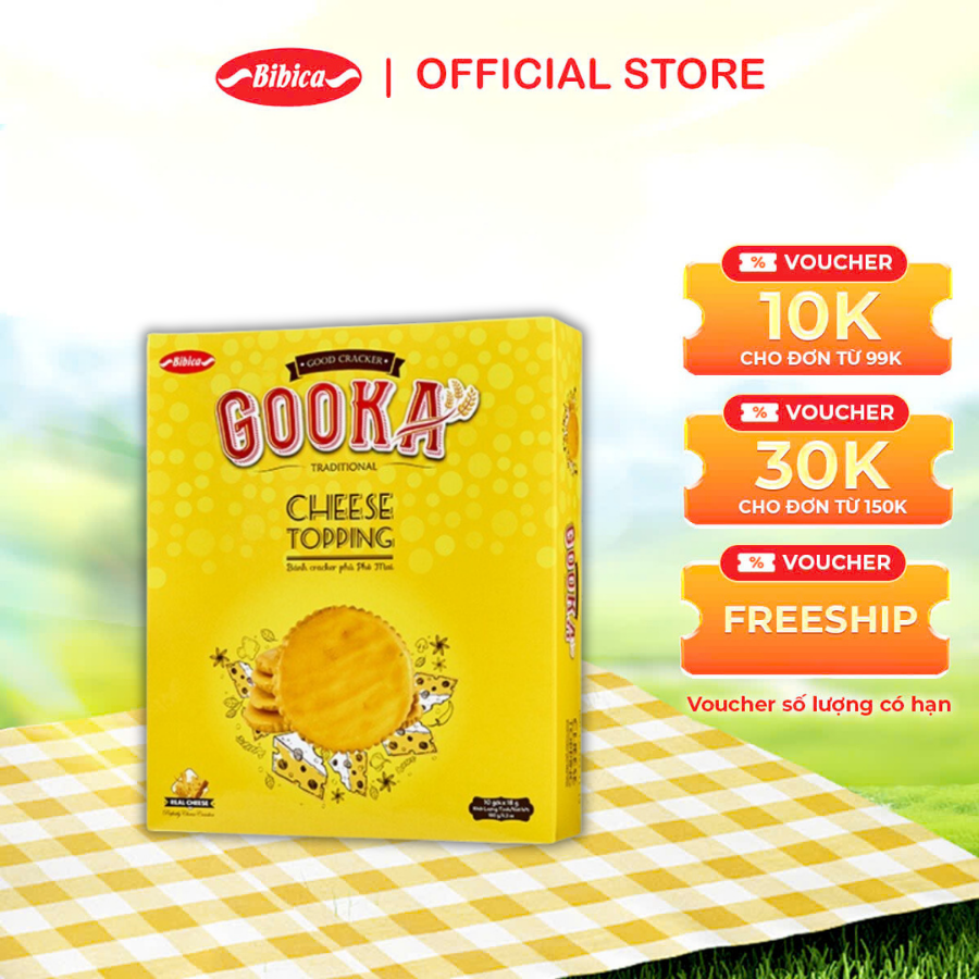 Bánh Gooka Cracker Cheese Topping Bibica 180g
