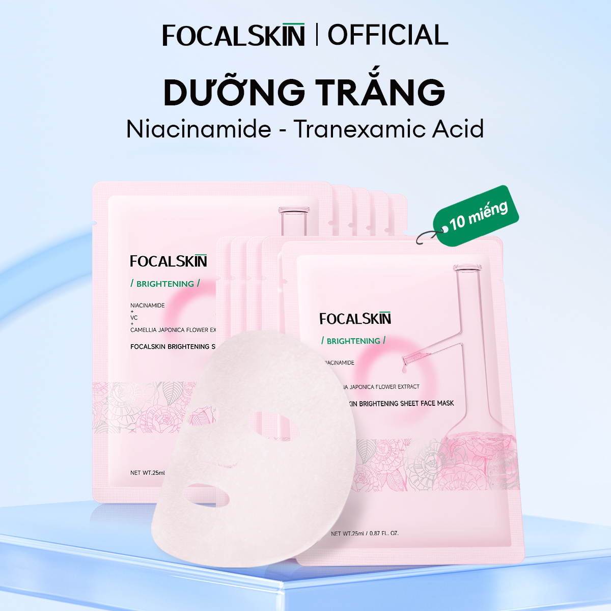 FOCALSKIN Mặt Nạ Trắng Sáng Làn Da Vitamin C Niacinamide Dưỡng ẩm 25ml