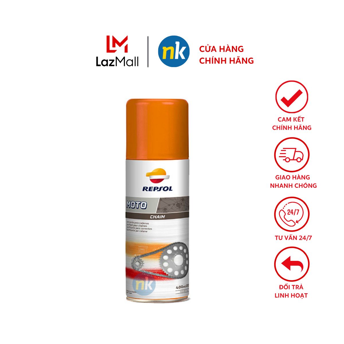 [Chính Hãng] Chai xịt bảo dưỡng sên cao cấp sên phốt cao su Repsol MOTO Chain Lube 400ml - NKLUBE