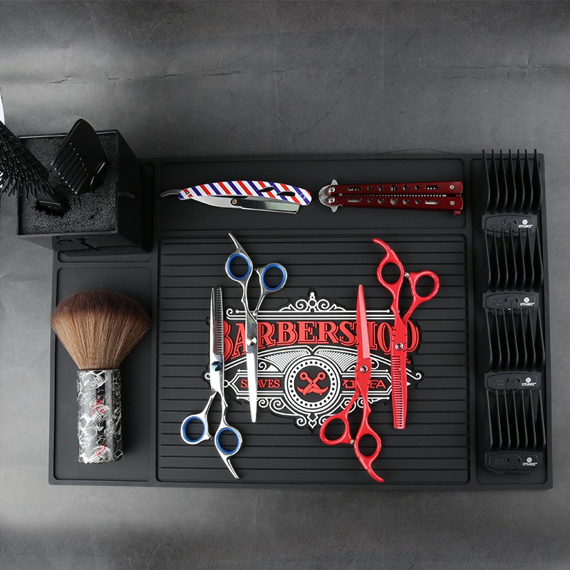 Tấm Cao Su Để Đồ Dụng Cụ Làm Tóc - Thảm Để Tông Đơ Barber Cho Barbershop