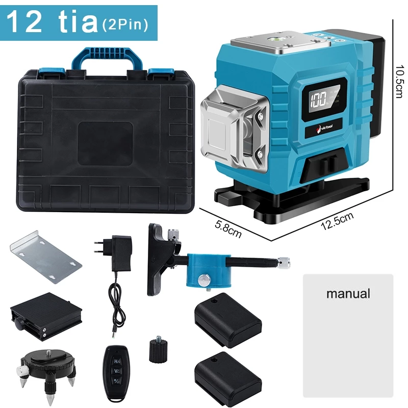 Máy bắn cốt lasermáy cân bằng laser 12 tia xanhtia màu xanh lá cây 3D tự cân bằng ngangdọc laser cấp