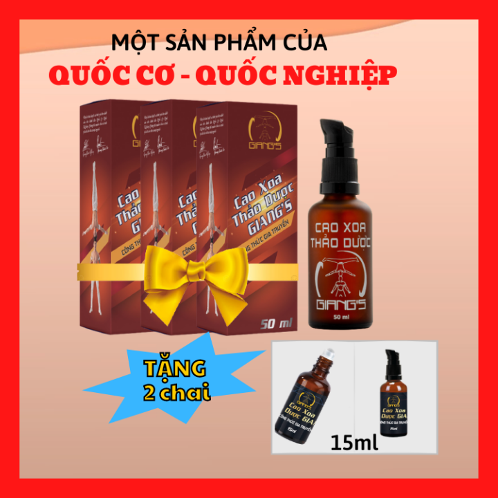 Cao Xoa Bóp Thảo Dược Giangs: Combo 3 Chai Thẩm Thấu 50Ml - Tặng Kèm 2 Chai 15Ml - Quốc Cơ Quốc Nghiệp ( Th.uốc Xoa Bóp - Dầu Xoa Bóp )