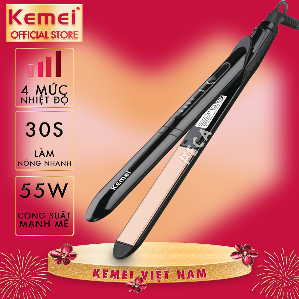 Máy duỗi tóc Kemei KM-1279 / KM-8889 làm nóng nhanh nhiệt độ cố định có thể duỗi uốn cúp uốn xoăn...Phân phối chính hãng