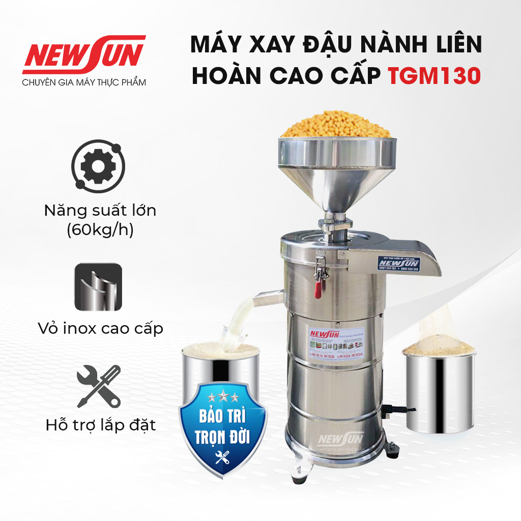 Máy xay đậu nành liên hoàn cao cấp NS TGM130 NEWSUN Công suất 1500w(60kg/h) bảo hành chính hãng 12 t