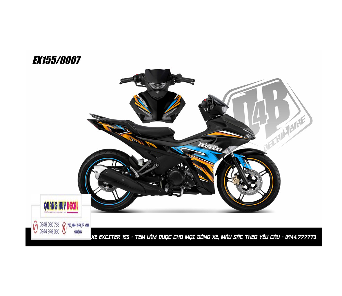Tem trùm ex 155 xanh đen vàng tem exciter 155 team trùm exciter 155 tem xe exciter 155 team trùm ex 