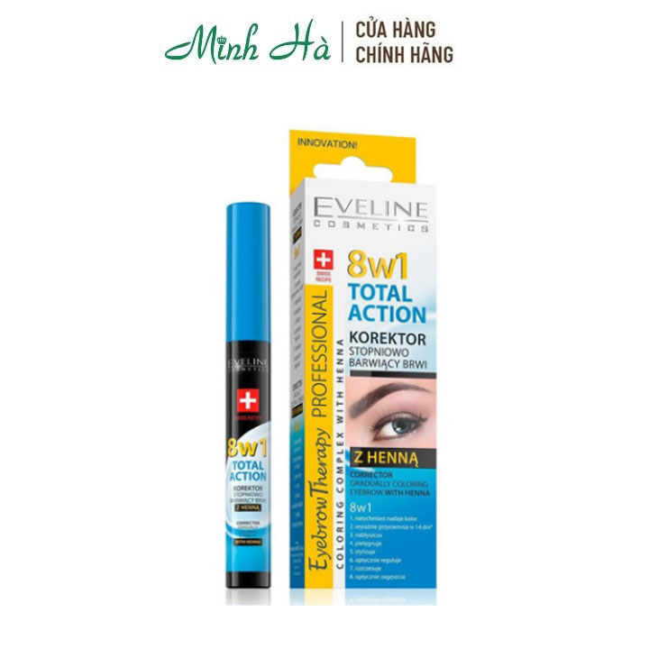 Dưỡng chân mày Eveline 8B1 Total Action Eyebrow Therapy 10ml