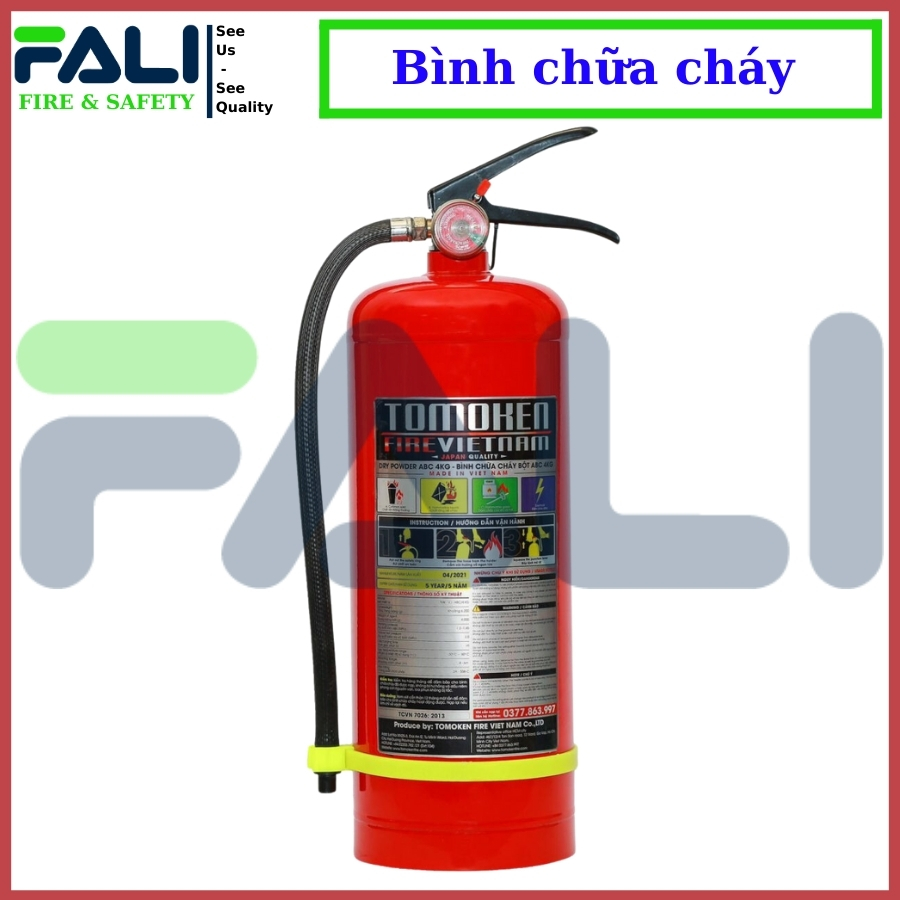Bình chữa cháy bột ABC 4kg TMK-VJ-ABC/4KG TOMOKEN bình cứu hỏa có kiểm định PCCC