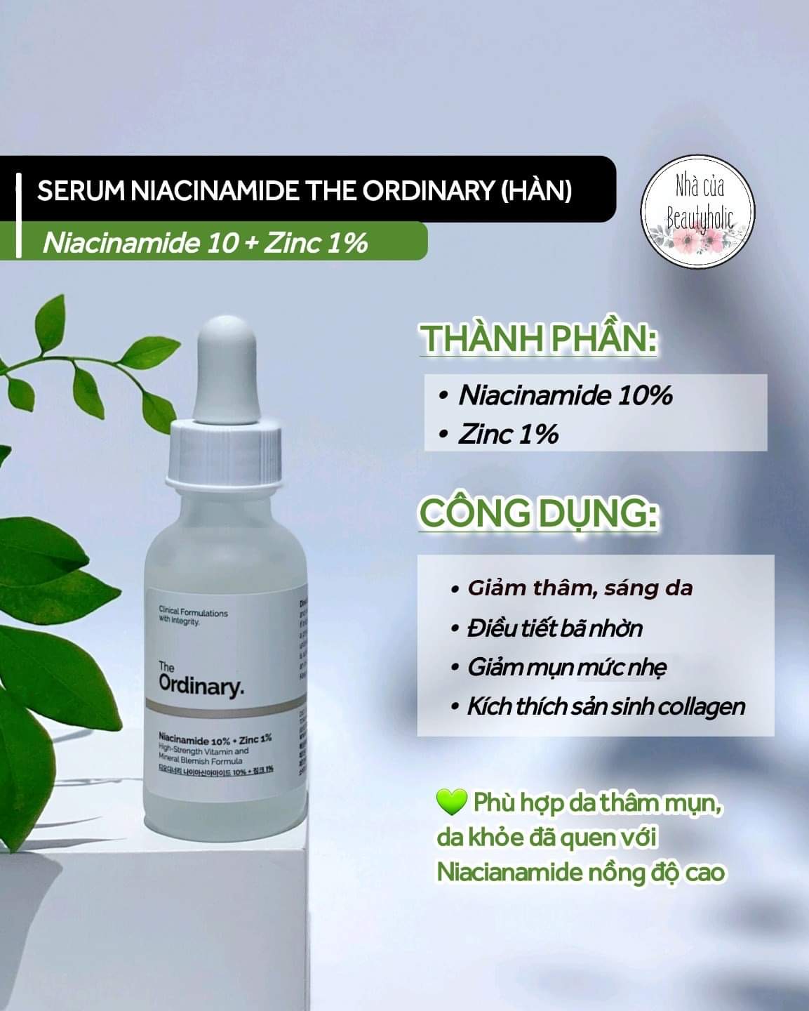 [Nhacuabeautyholic] Tinh Chất Cải Thiện Thâm Mụn The Ordinary Niacinamide 1O%